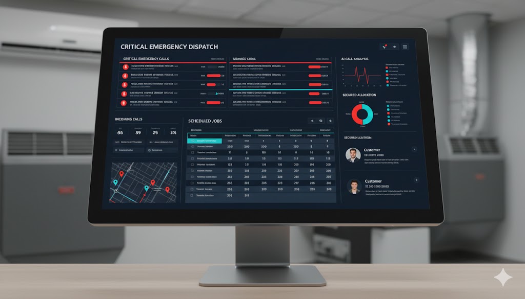Dashboard showing emergency calls being prioritized and scheduled