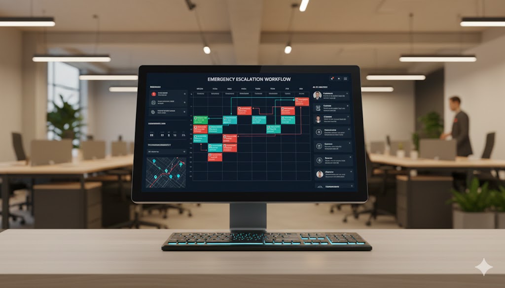 Calendar view showing smart scheduling with travel time and job duration
