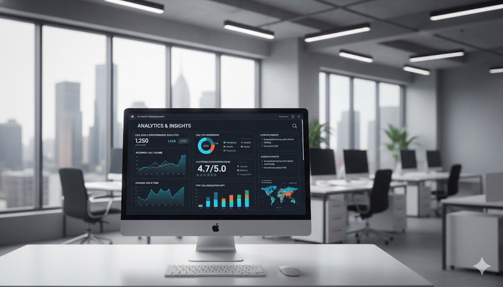 Analytics dashboard showing call data and insights